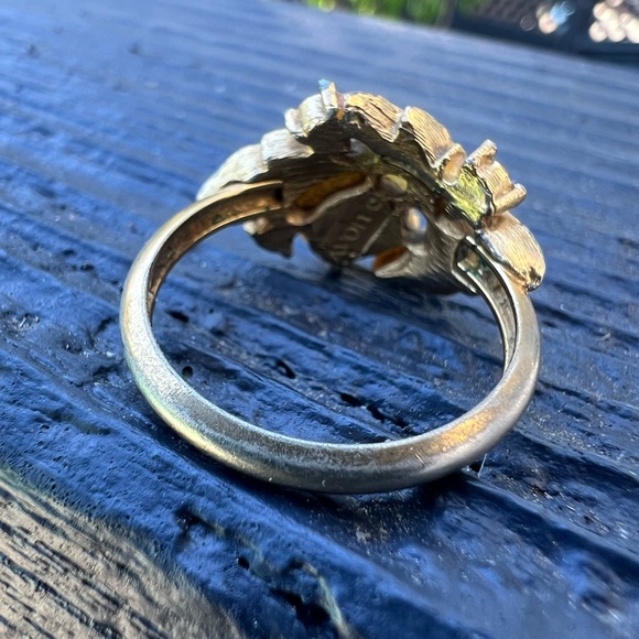 Vintage Art Nouveau Avon Pink Faux Opal Leaf Floral Design Ring Size 6 - Picture 2 of 3